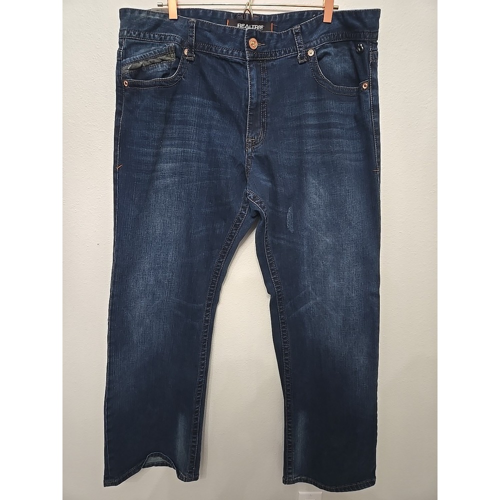 Realtree Mens Denim Jeans 40X34 Dark Wash Distressed Cowboy‎ Hunting